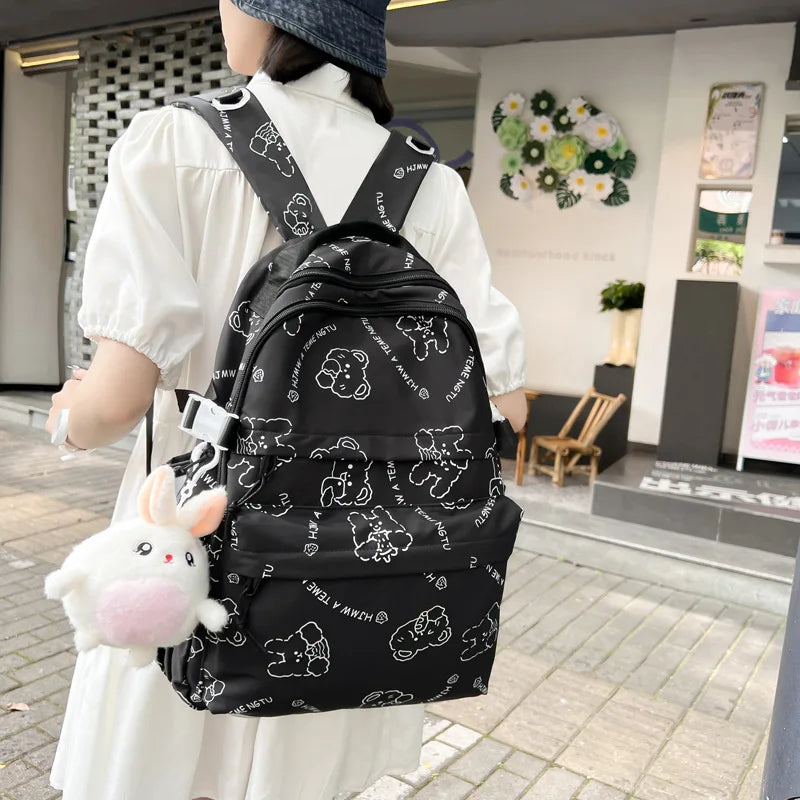 Girls' Printed School Backpack Large Capacity Travel Backpack Women