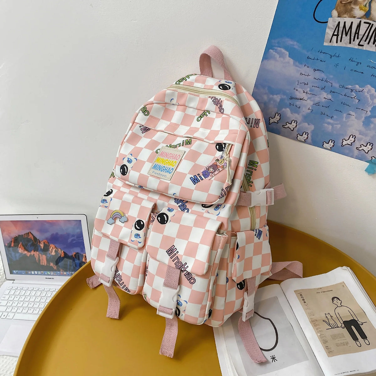 Girls' Astronaut Print Backpack - Large Capacity for School