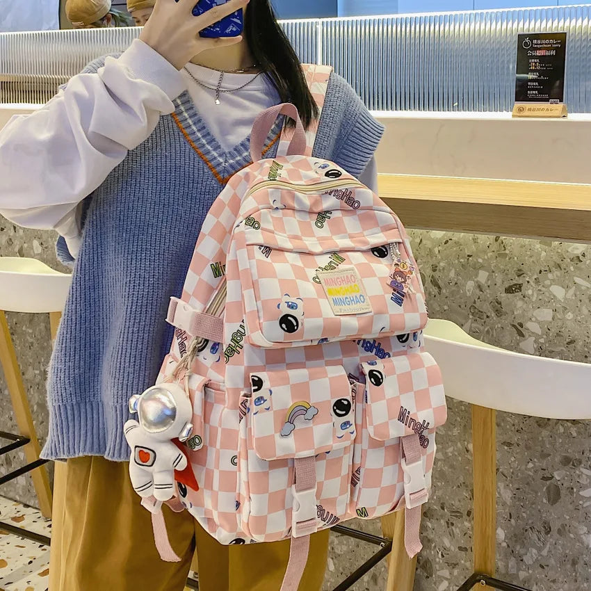 Girls' Astronaut Print Backpack - Large Capacity for School