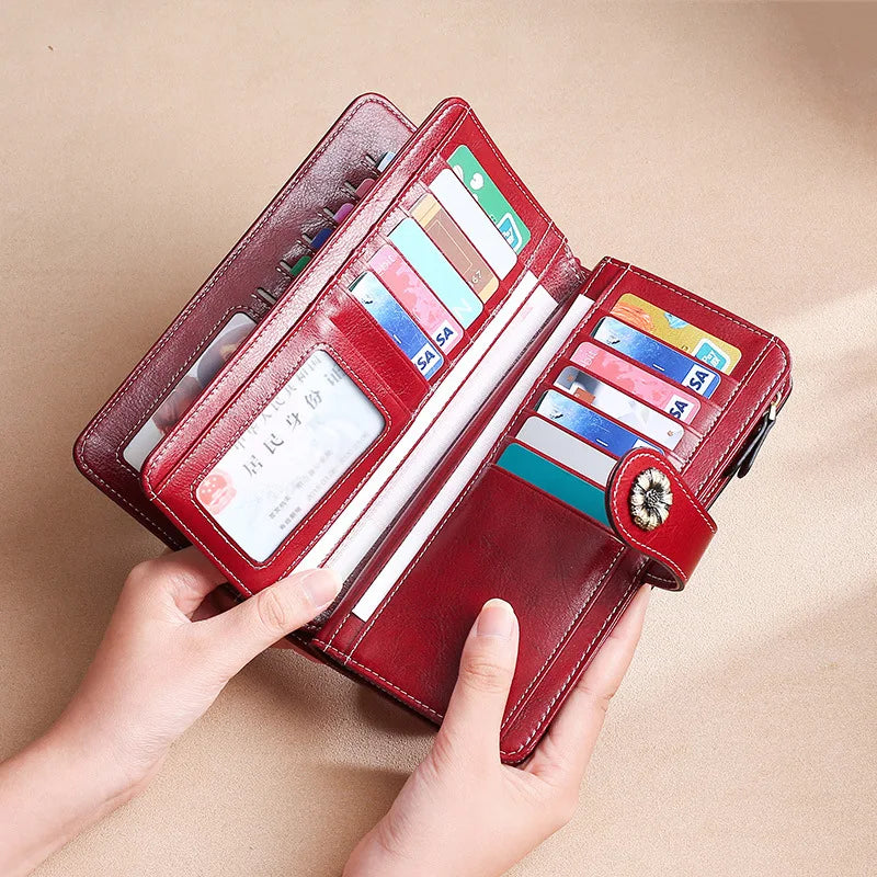 Vintage Oil Wax Leather Wallet Handbag