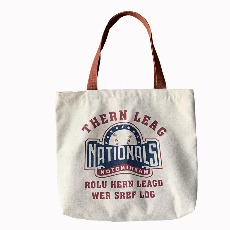 Large Capacity Travel Canvas Women's Shoulder Bag Letters Ins Art