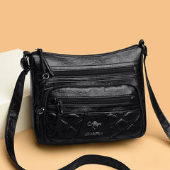 Diamond Embroidery Messenger Bag Soft Leather Large Capacity Shoulder