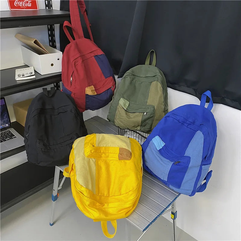 Girls Canvas School College Backpack Harajuku Style