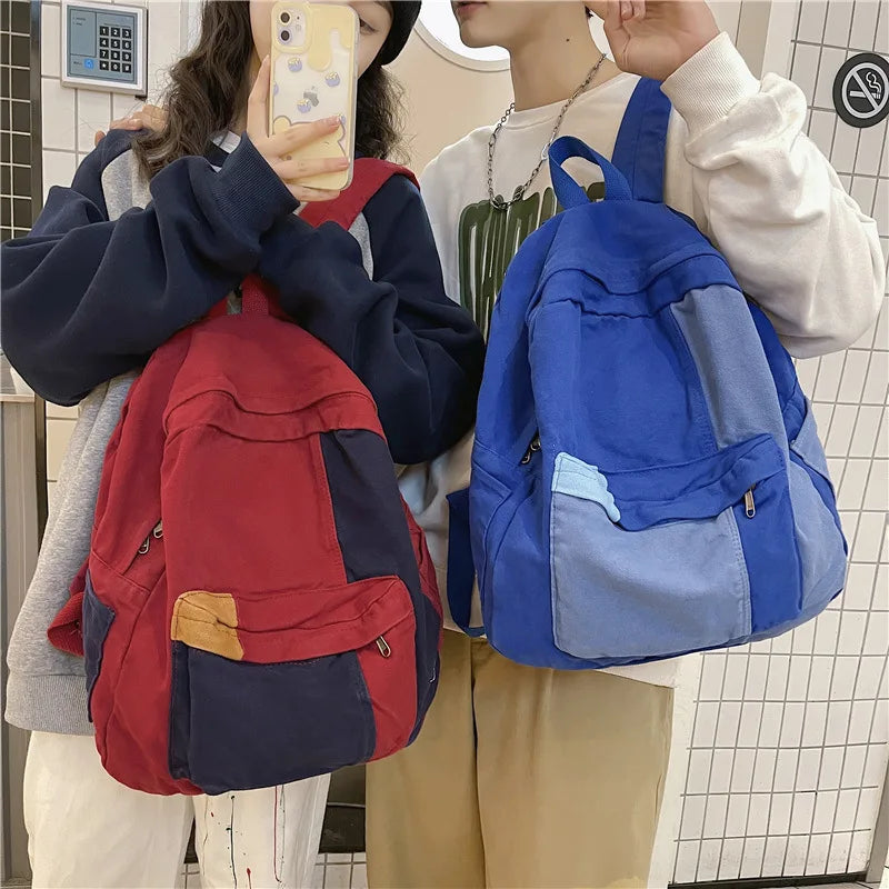 Girls Canvas School College Backpack Harajuku Style