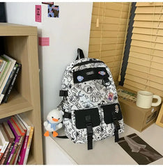 Girls School Backpack Large Capacity Light Graffiti Backpack