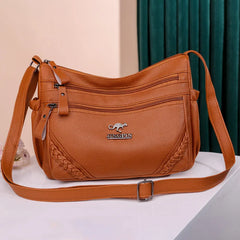 Soft Leather Multi-Layer Messenger Bag Women's Crossbody Bag