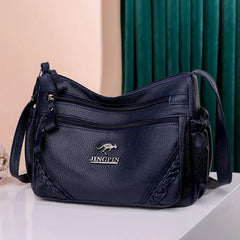 Soft Leather Multi-Layer Messenger Bag Women's Crossbody Bag