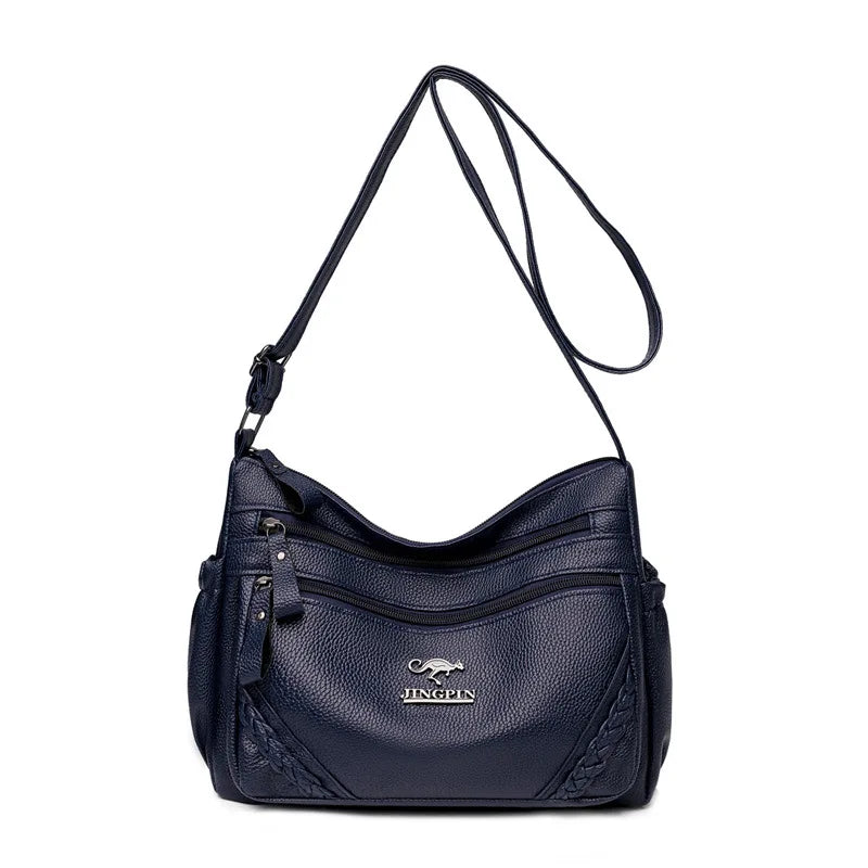 Soft Leather Multi-Layer Messenger Bag Women's Crossbody Bag