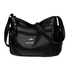 Soft Leather Multi-Layer Messenger Bag Women's Crossbody Bag