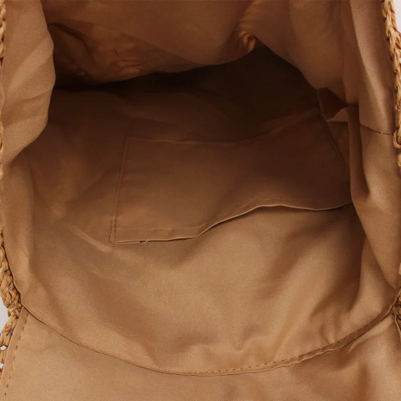 Women's Straw Backpack Beach Bag Handbag