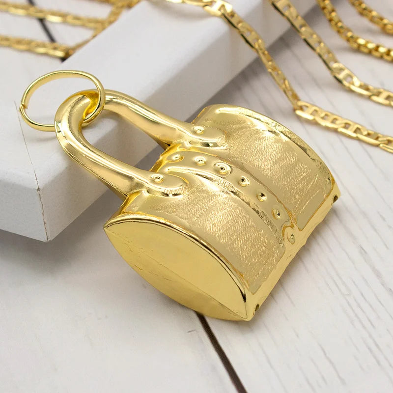 Dubai Plated Jewelry Set Bag Pattern Earrings Necklace Pendant Sets