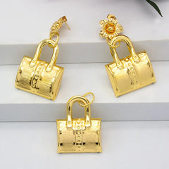 Dubai Plated Jewelry Set Bag Pattern Earrings Necklace Pendant Sets