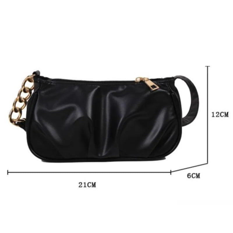 Women's Small Chain Messenger Bag Soft Shoulder Handbag