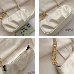 Women's Small Chain Messenger Bag Soft Shoulder Handbag