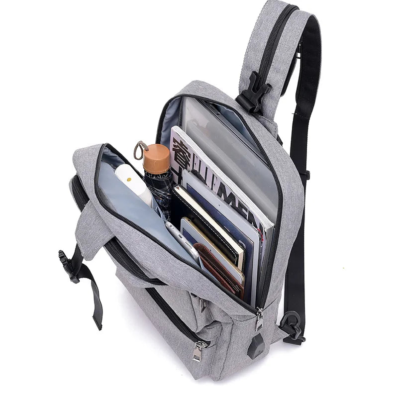 Dxyizucanvas Chest Bags Backpack Multi-pockets Men Bags Causal Shoulder Bags