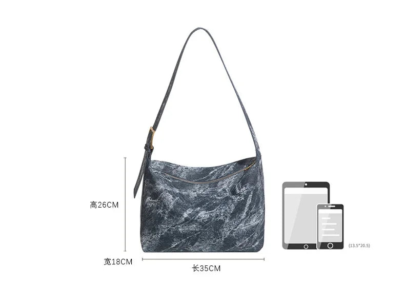 Dyed Denim Women Shoulder Bag Large Capacity Crossbody Bag Handbag