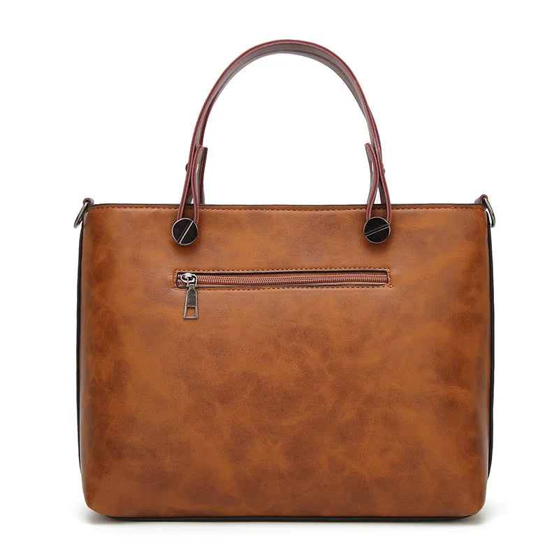 Vintage Leather Shoulder Bag Large Capacity Handbag