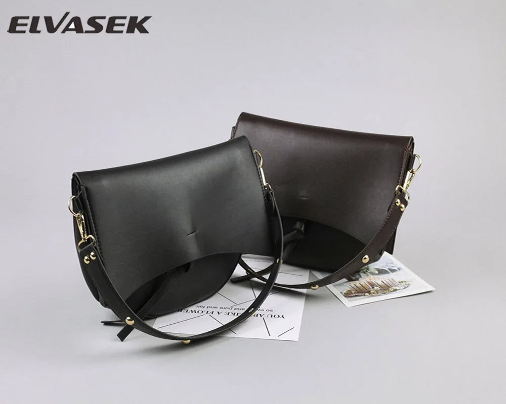 Vintage saddle bag women shoulder pack wide strap large capacity lady handbag