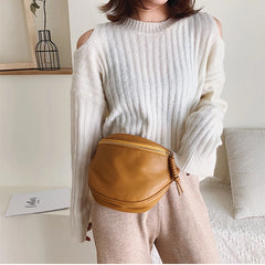 ELVASEK Waist Bag Women Fanny Pack Large Capacity Crossbody Chest Bags Banana PU