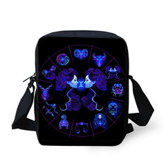 ELVISWORDS 12 Constellations Print Messenger Bag Boys Girls Handbag
