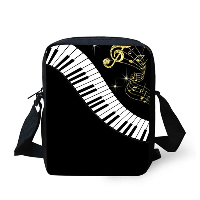 ELVISWORDS Music Note Print Kids School Bag Canvas Book Shoulder Bags