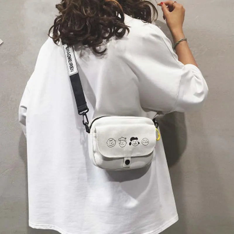 Cartoon Canvas Shoulder Bag for Women