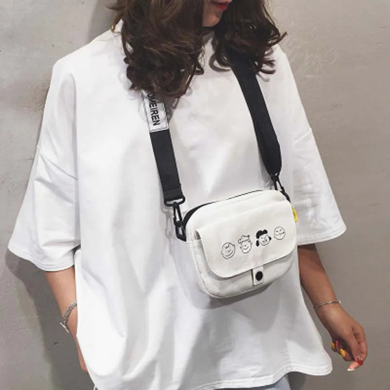 Cartoon Canvas Shoulder Bag for Women