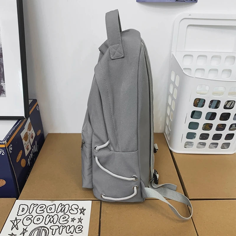 EST Solid Colour Unisex School Backpack Girls Teenager Shoulders Waterproof