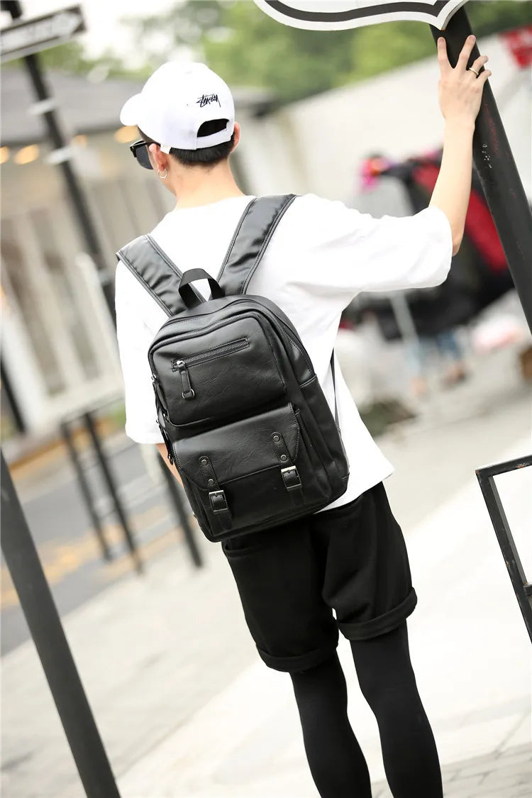 ETN BAG 081216 Leather Backpack Student School Bag