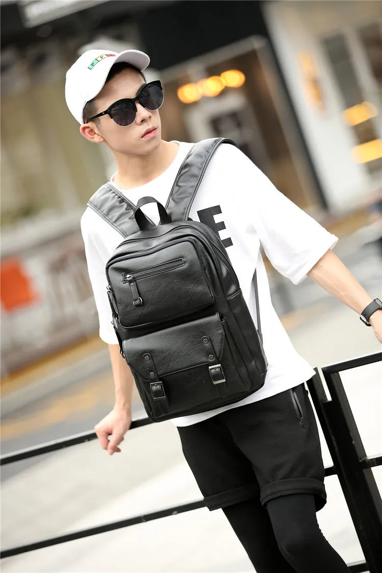 ETN BAG 081216 Leather Backpack Student School Bag