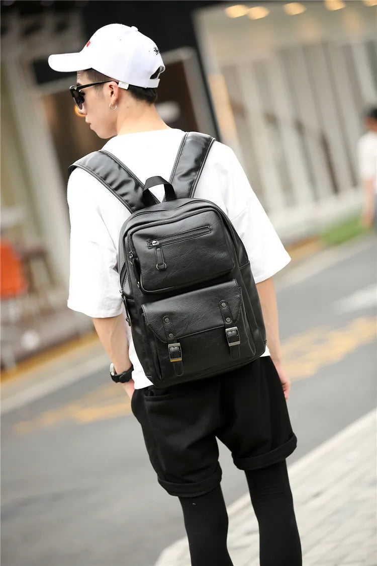 ETN BAG 081216 Leather Backpack Student School Bag