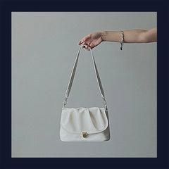 Spring & French Soft-Faced Handbag Large Capacity Pleated Small Square Bag