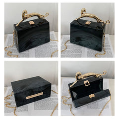Women's One Shoulder Handbag Metal Acrylic Buckle Chain Bag