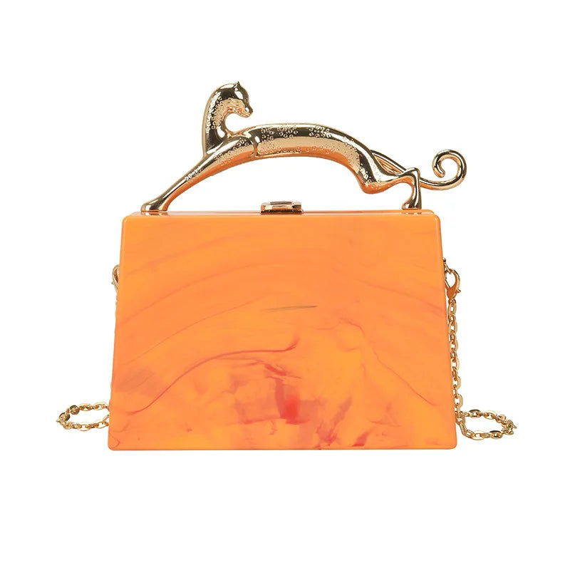 Women's One Shoulder Handbag Metal Acrylic Buckle Chain Bag