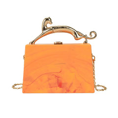 Women's One Shoulder Handbag Metal Acrylic Buckle Chain Bag