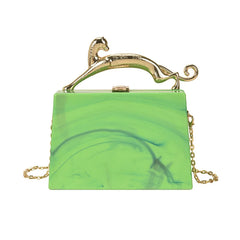 Women's One Shoulder Handbag Metal Acrylic Buckle Chain Bag