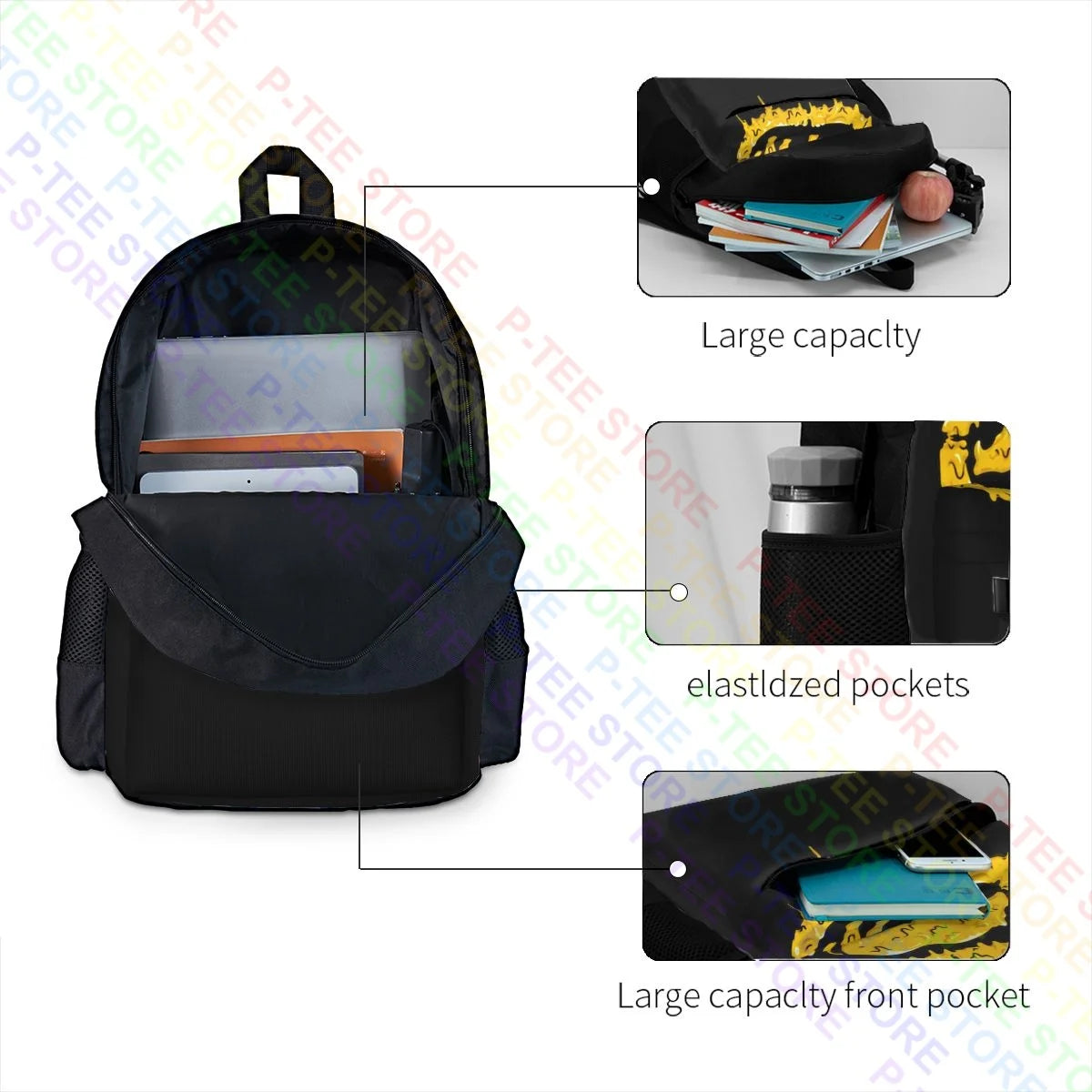 Ecko_Unltd Melted Bright Graphic Large Capacity Backpack
