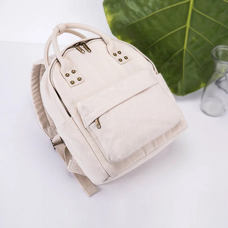 Eco Cotton Canvas Small Backpack Women Girls