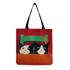 Eco Friendly Cartoon Cat High Capacity Women Shoulder Bag