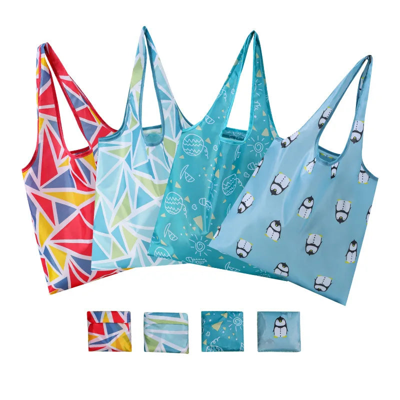 Eco Shopping Bag Printing Foldable Reusable Tote Folding Pouches Convenient
