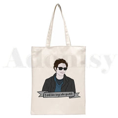 90s Graphic Shoulder Bag Women Canvas Casual Shopping Girls Handbag