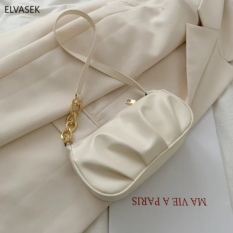 Armpit Sling Handbags Solid Women PU Leather Shoulder Bags