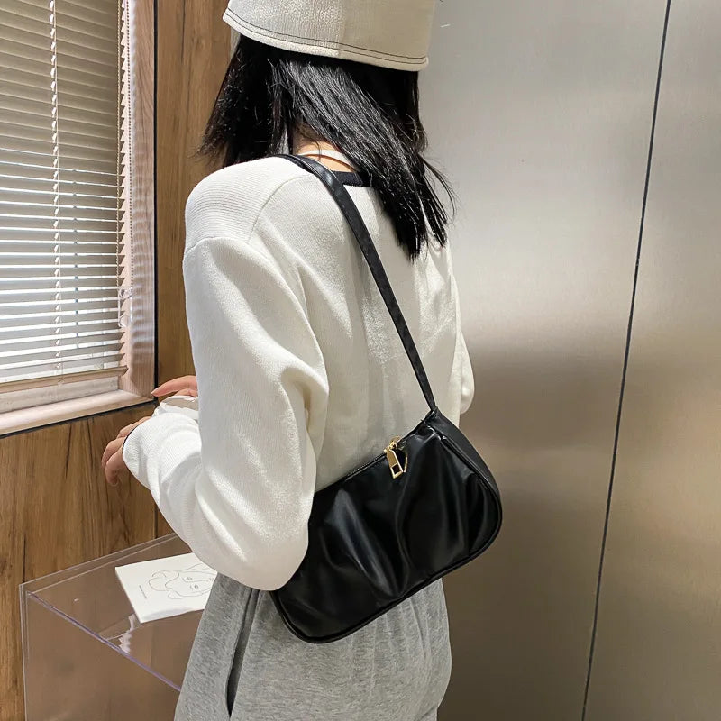 Armpit Sling Handbags Solid Women PU Leather Shoulder Bags