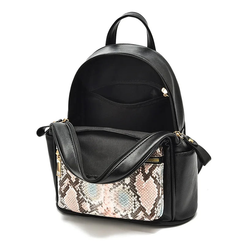 Snake Pattern Student School Bag Large-capacity Backpack for Women