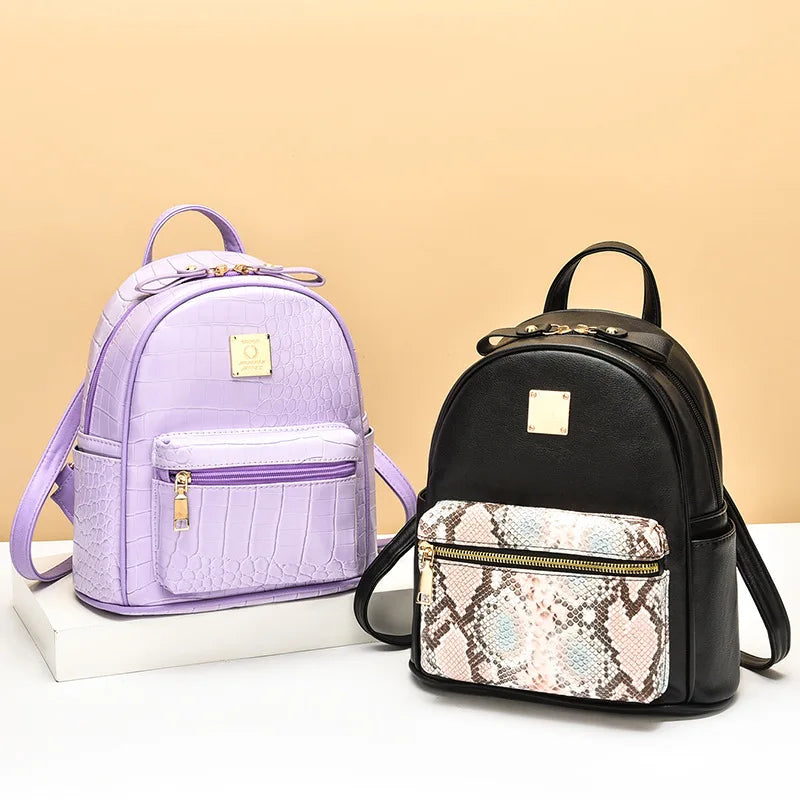 Snake Pattern Student School Bag Large-capacity Backpack for Women