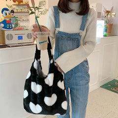 Heart Plush Shoulder Bag Large Capacity Love Handbags