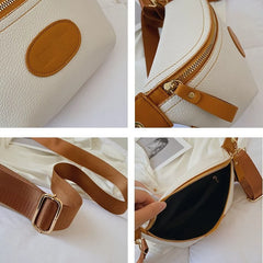 Contrast Colour PU Leather Waist Bags For Women Fanny Packs Female Waist Pack