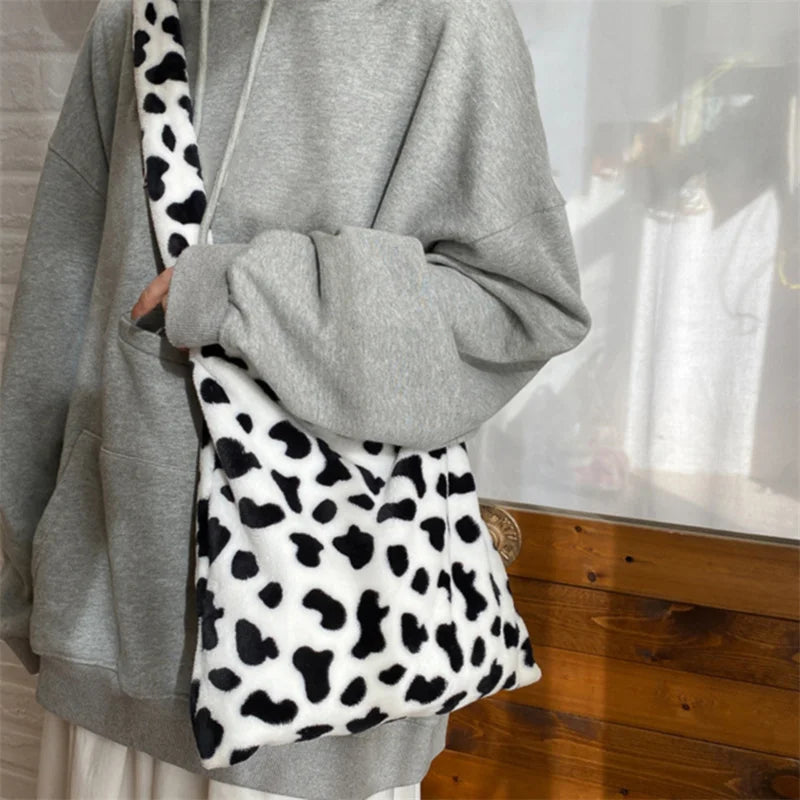 Cow Pattern Women Tote Handbags Large Capacity Ladies Shoulder Bag