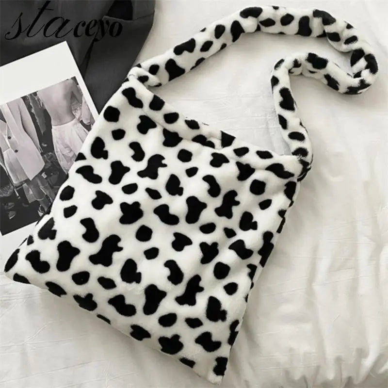 Cow Pattern Women Tote Handbags Large Capacity Shoulder Bag