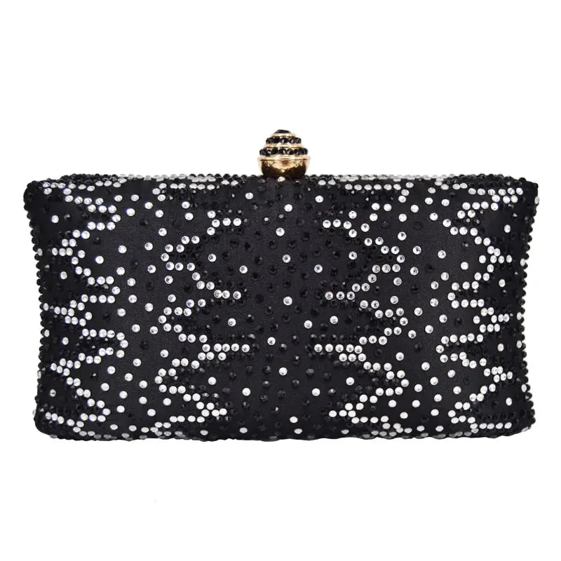 Crystal Inlay Silk Satin Bride Evening Bag Clutch